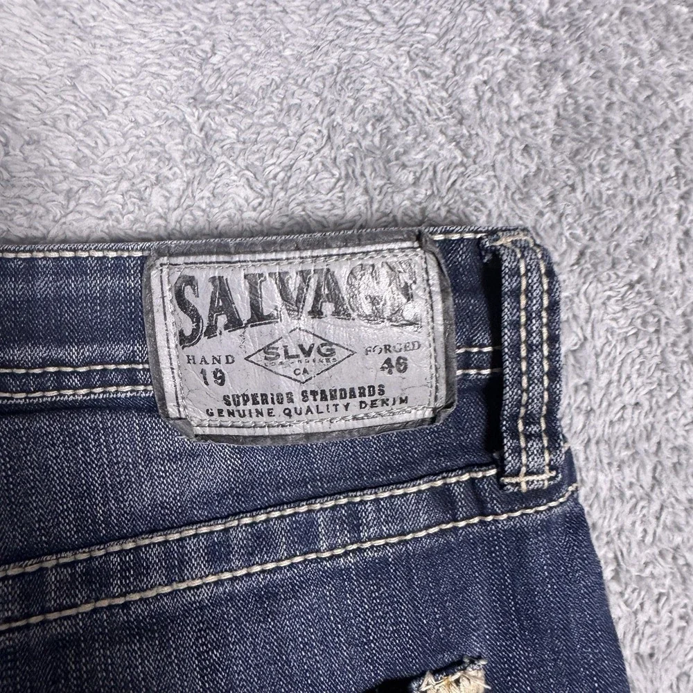 Salvage Jeans Mens 36R Mayhem Regular Straight Denim Whisker Thick Stitch 23-460